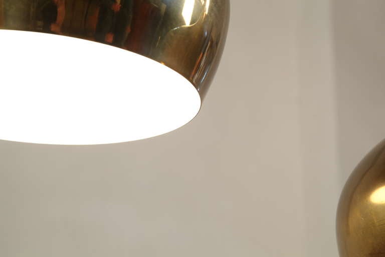 High end XL brass pendant lights attr. V. Lauritzen In Excellent Condition In Antwerp, BE