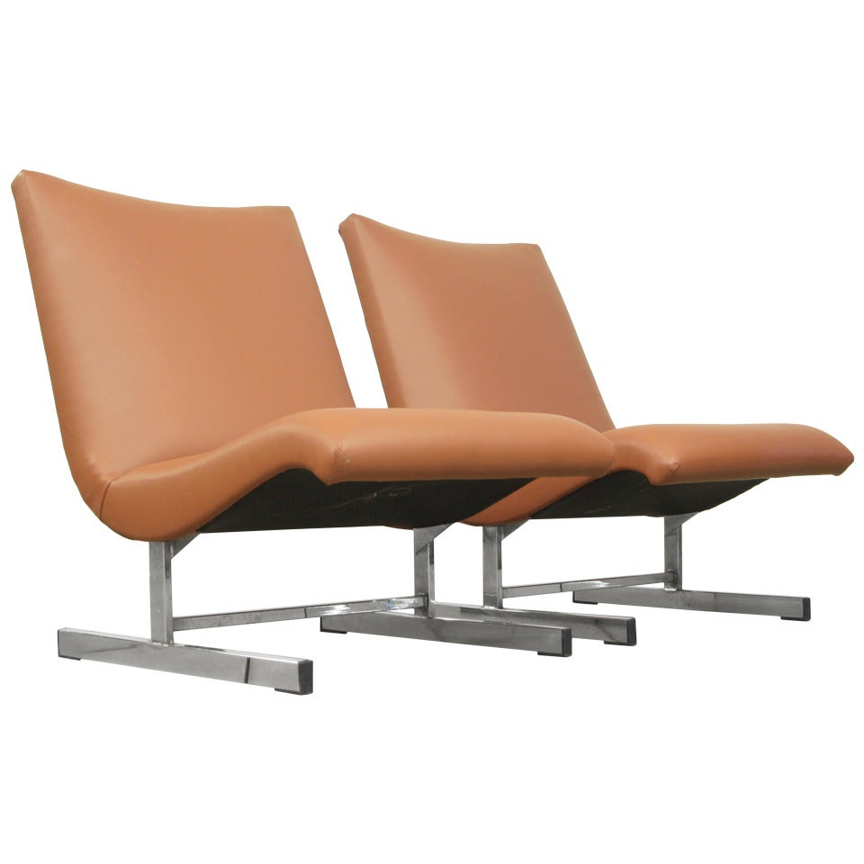 Slipper chairs designed by Milo Baughman for Thayer Coggin.