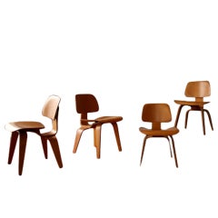 Set of 4 Evans DCW by Charles Eames in birch