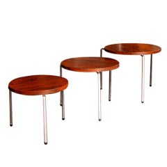 Set of 3 nesting tables in tropical wood veneer
