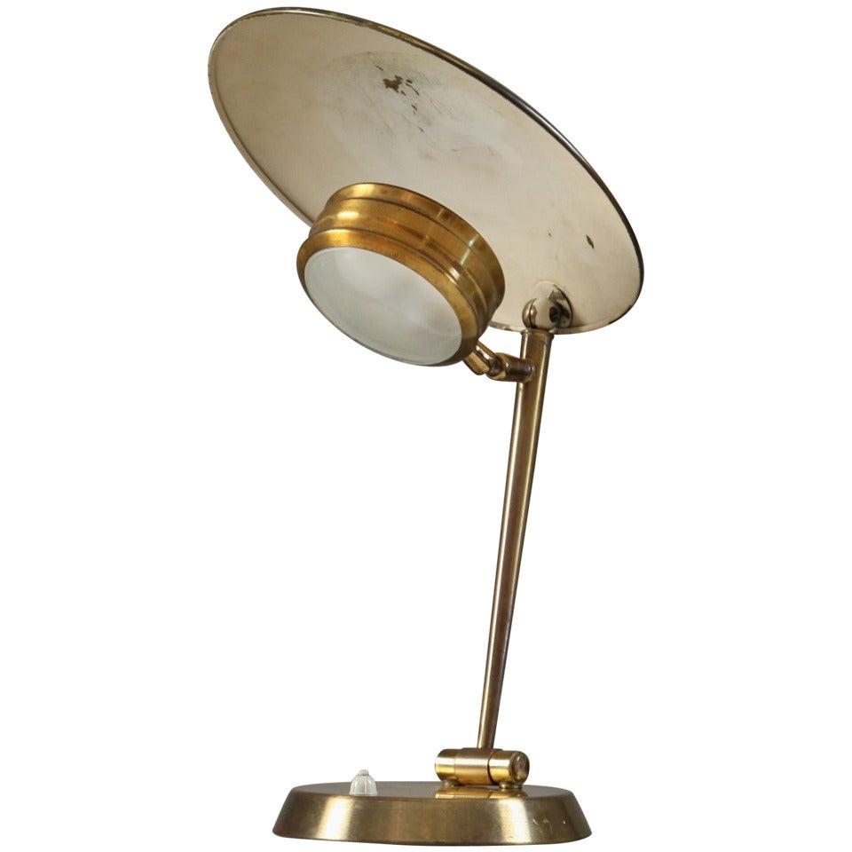 Nice High End 1950's Brass And Glass Tablelamp Produced In Italy
