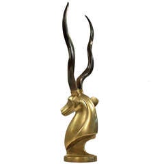 High end Regency XL Brass sculptural head of an antilope