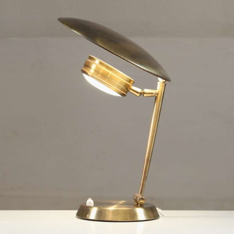 Mid-Century Modern Nice High End 1950's Brass And Glass Tablelamp Produced In Italy