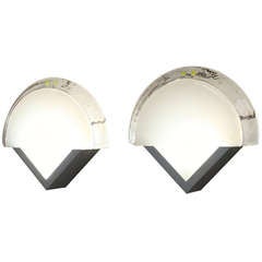 Stunning Pair Of Murano Molded Glass Sconces By Leucos