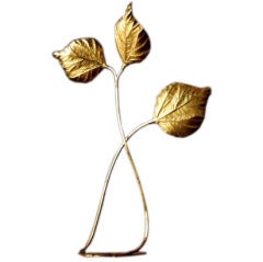 Brass Leaf Motif Lamp by Tommaso Barbi