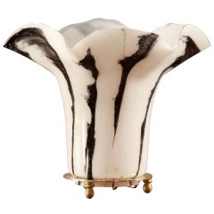 Beautiful Italian Table Lamp with Black and White Murano Glass Diffuser 