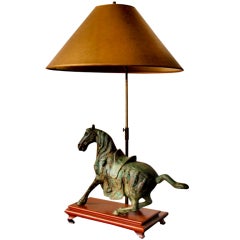 Impressive Solid Bronze Horse Lamp