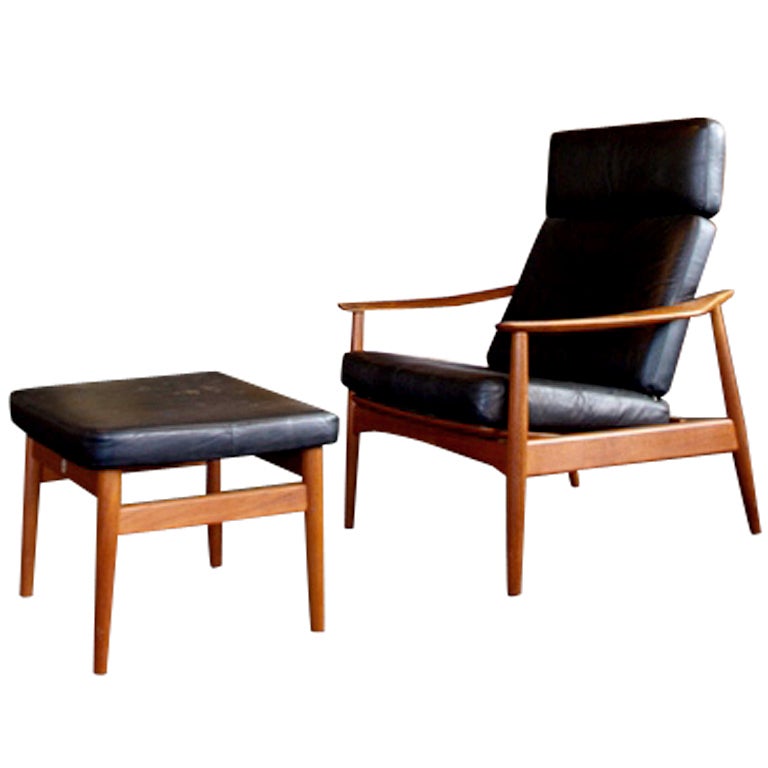 Vintage 1960
s Arne Vodder Easy Chair  and Footstool model FD 16