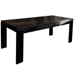 Vintage 1970 ebonized solid oak dining table (ext)