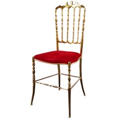 Italian Brass Chiavari Chair with Bat Motif