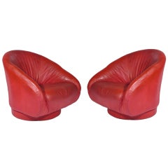 Vintage Red Leather Club Chairs