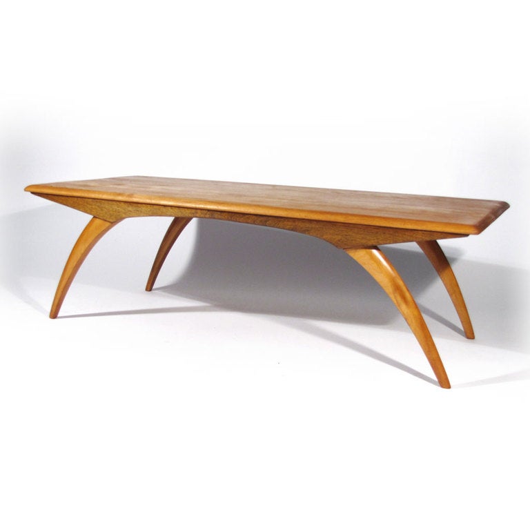 Rare Heywood Wakefield M795G coffee table. Solid birch with beautiful arched wishbone legs. Great lines!

Immaculate restored condition. Please call Eddy at 410.299.9147 for detailed condition report, shipping inquiries, or with any general