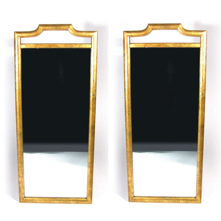Pair gilt over wood frame decorative mirrors with open top.

Excellent condition.
