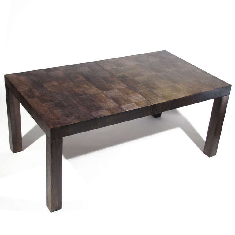 Milo Baughman for Thayer Coggin patchwork dining table with applied 