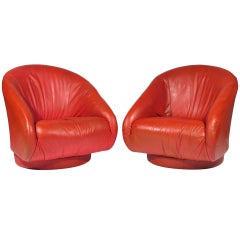 Red Leather Club Chairs