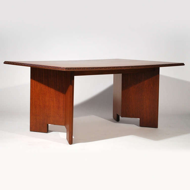 Frank Lloyd Wright Mahogany Dining Table For Sale 4