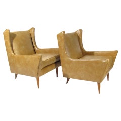 Pair Wingback Chairs Manner Gio Ponti