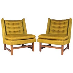 Pair of Edward Wormley-Style Wingback Chairs