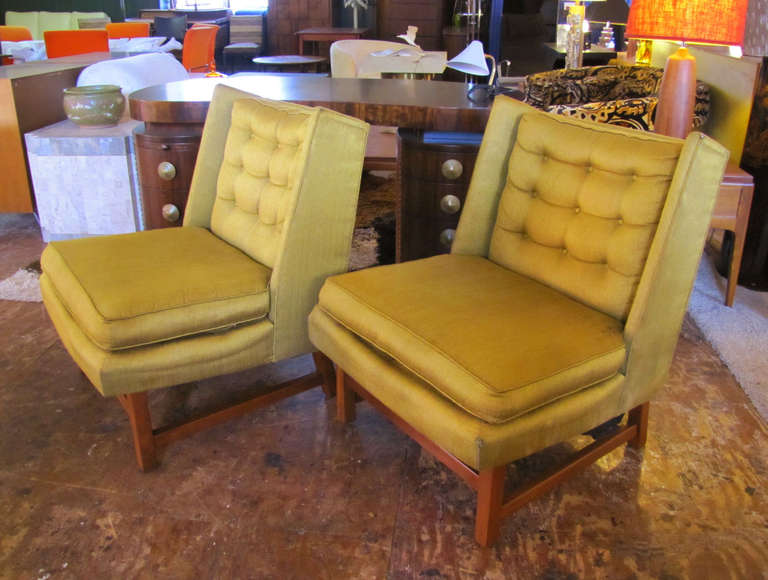 Pair of Edward Wormley-Style Wingback Chairs For Sale 1
