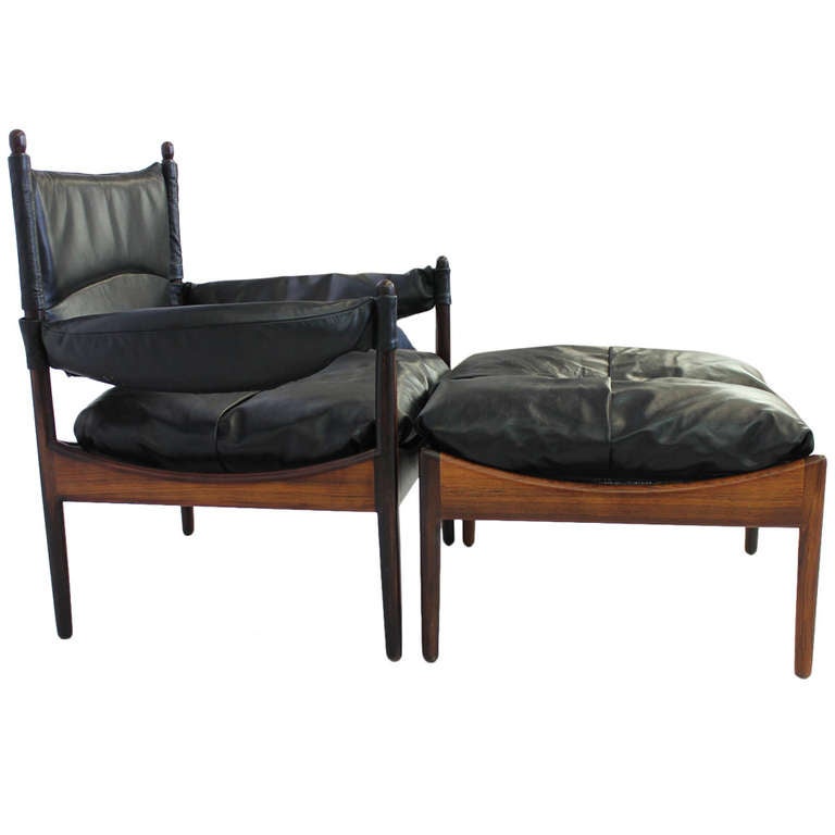 Kristian Solmer Vedel Rosewood Modus Chair and Ottoman For Sale
