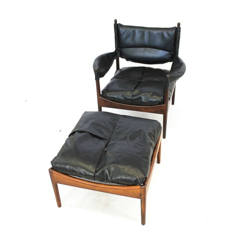 Mid-Century Modern Kristian Solmer Vedel Rosewood Modus Chair and Ottoman For Sale
