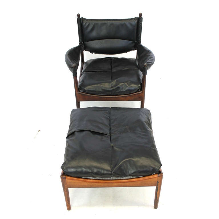 Danish Kristian Solmer Vedel Rosewood Modus Chair and Ottoman For Sale