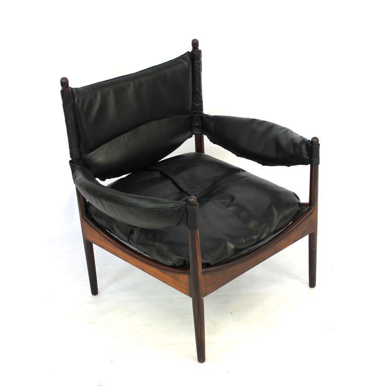 Kristian Solmer Vedel Rosewood Modus Chair and Ottoman In Excellent Condition For Sale In Baltimore, MD