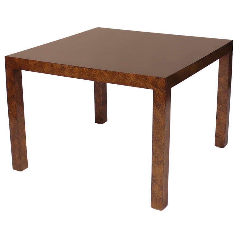 Oil Drop Lacquered Parsons Table For Sale