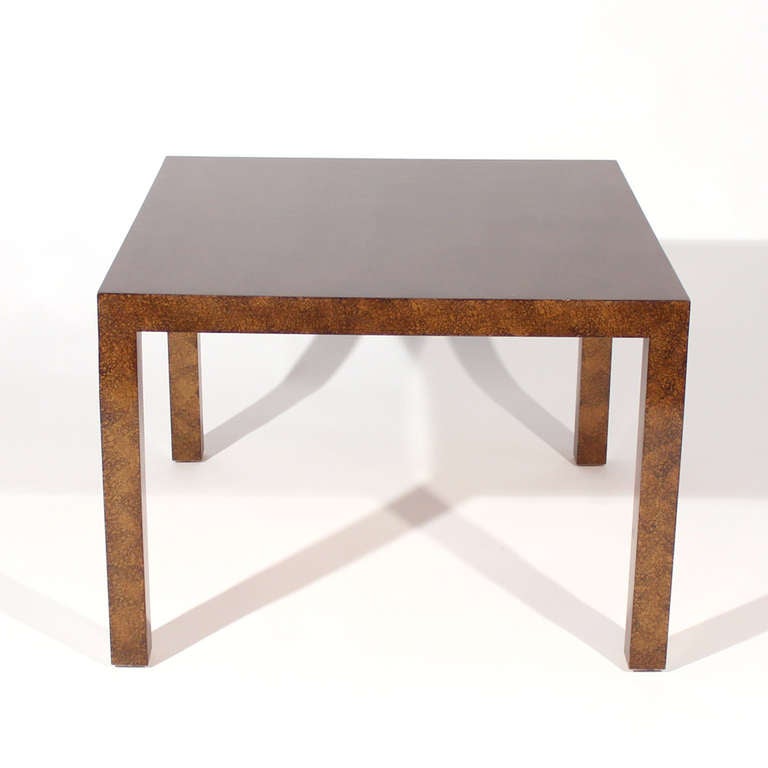 Mid-Century Modern Oil Drop Lacquered Parsons Table For Sale