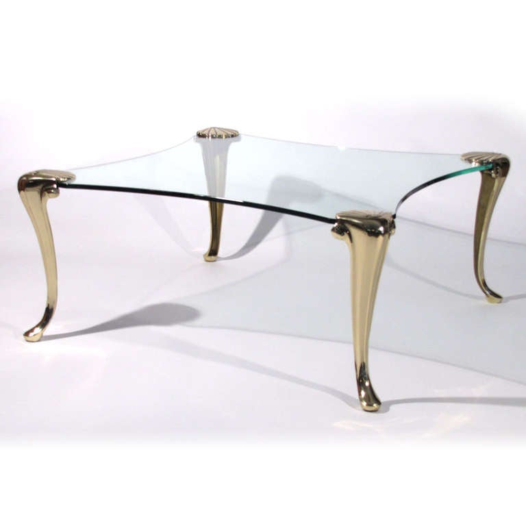 Mid-Century Modern Maison Charles Brass Table For Sale