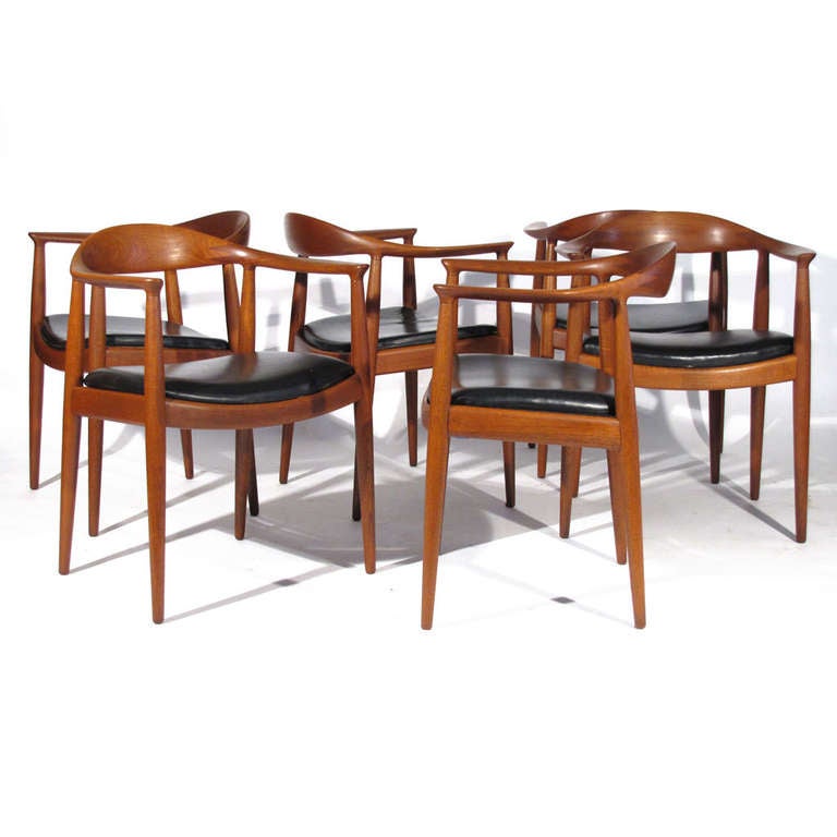 Six Hans Wegner "The Chair" Dining Chairs