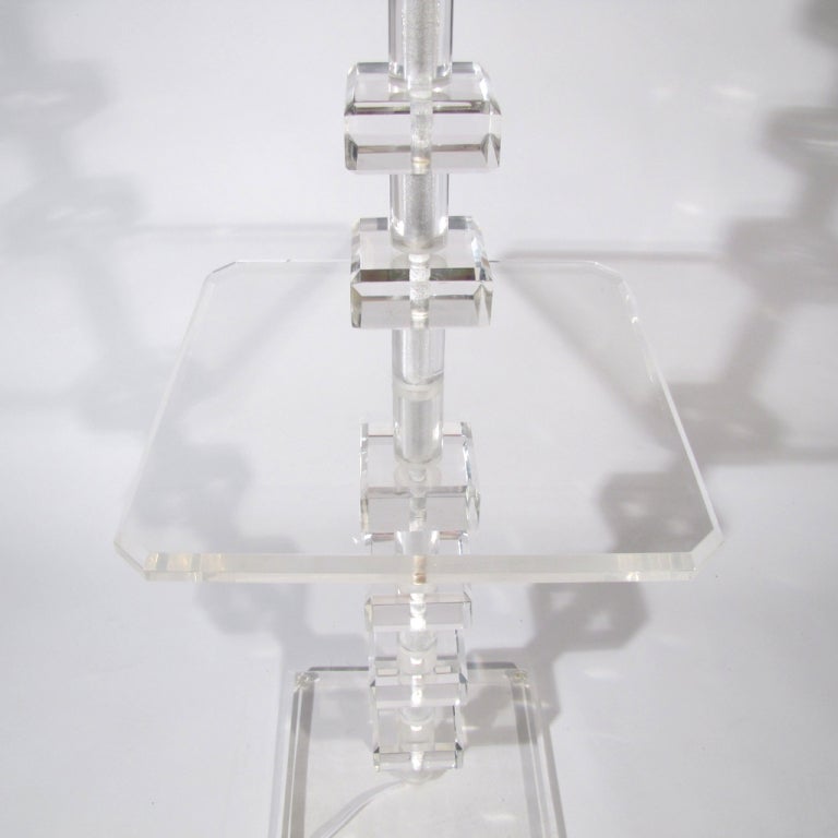 Late 20th Century Cube Lucite Floor Lamp For Sale