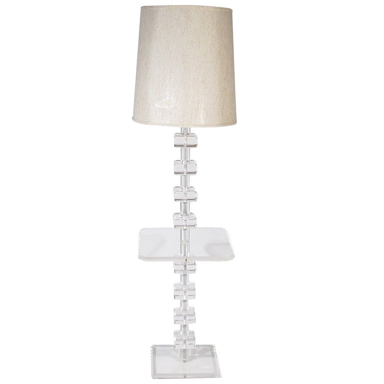 Cube Lucite Floor Lamp For Sale