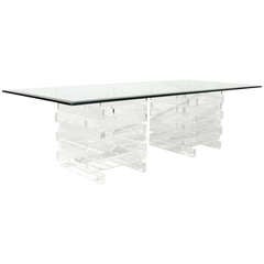 Stacked Lucite and Glass Coffee Table