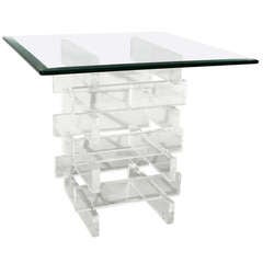 Stacked Lucite and Glass Side Table