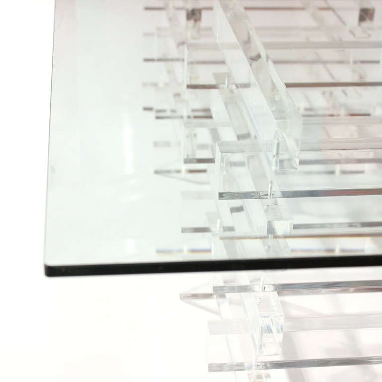Stacked Lucite and Glass Coffee Table 1