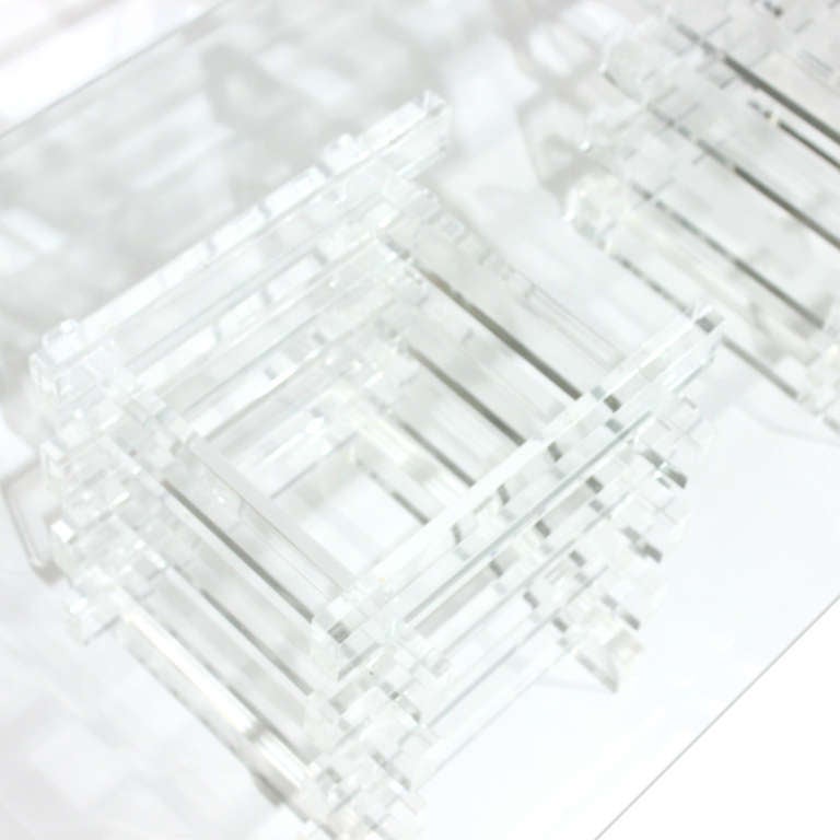 Stacked Lucite and Glass Coffee Table 2