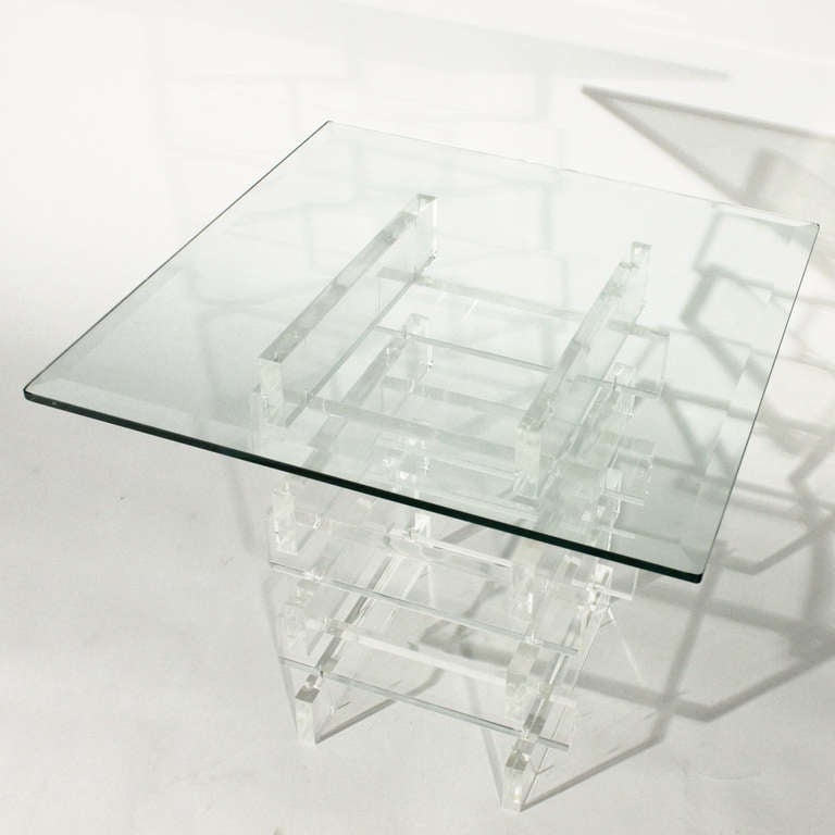 Stacked Lucite and Glass Side Table 1