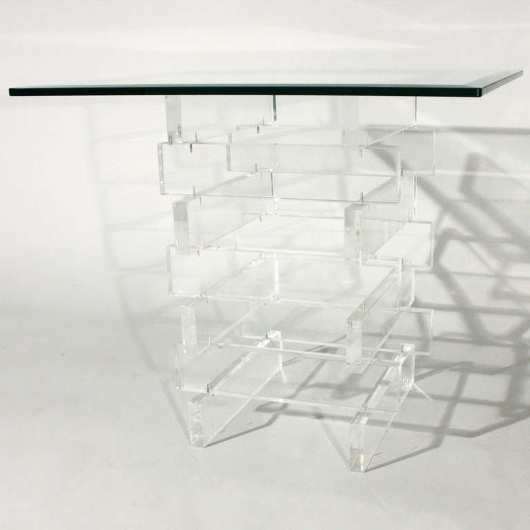 Stacked Lucite and Glass Side Table 2