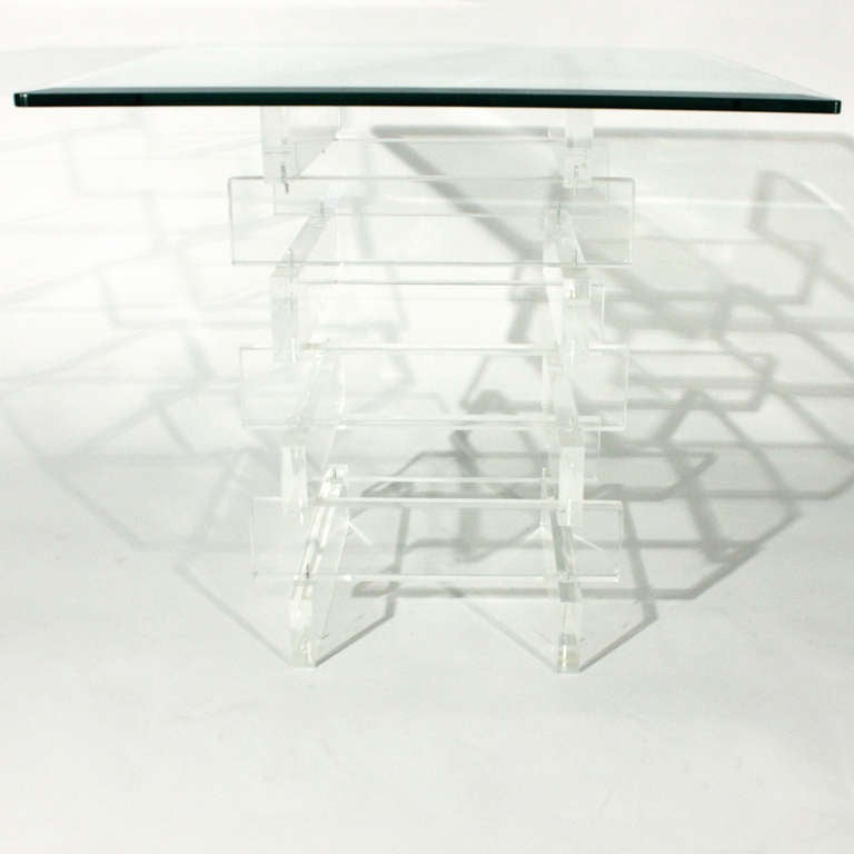Stacked Lucite and Glass Side Table 3