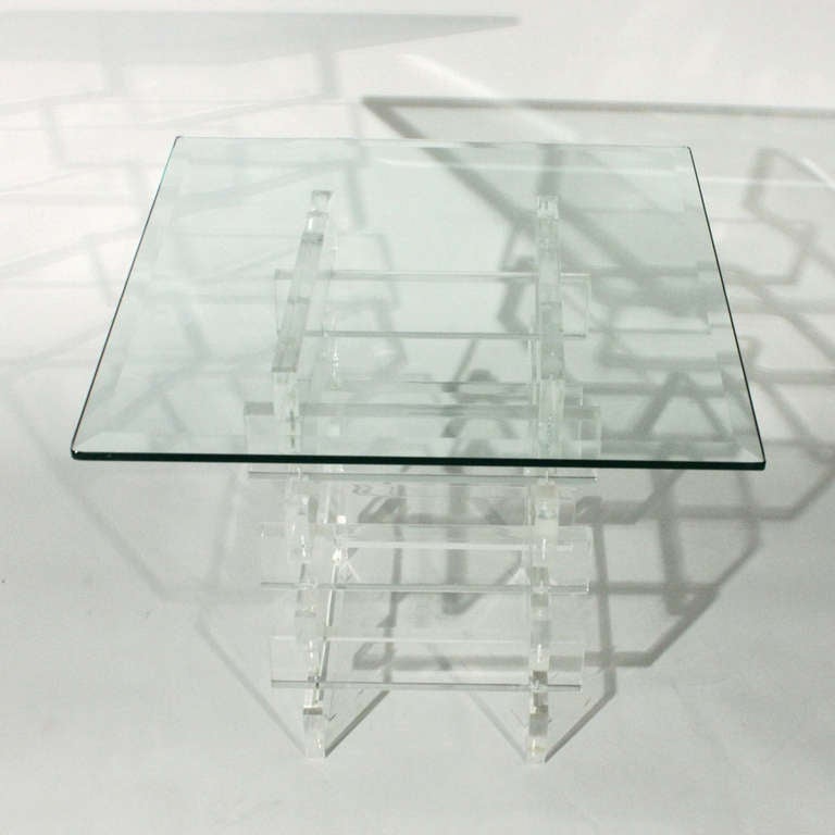 Stacked Lucite and Glass Side Table 4