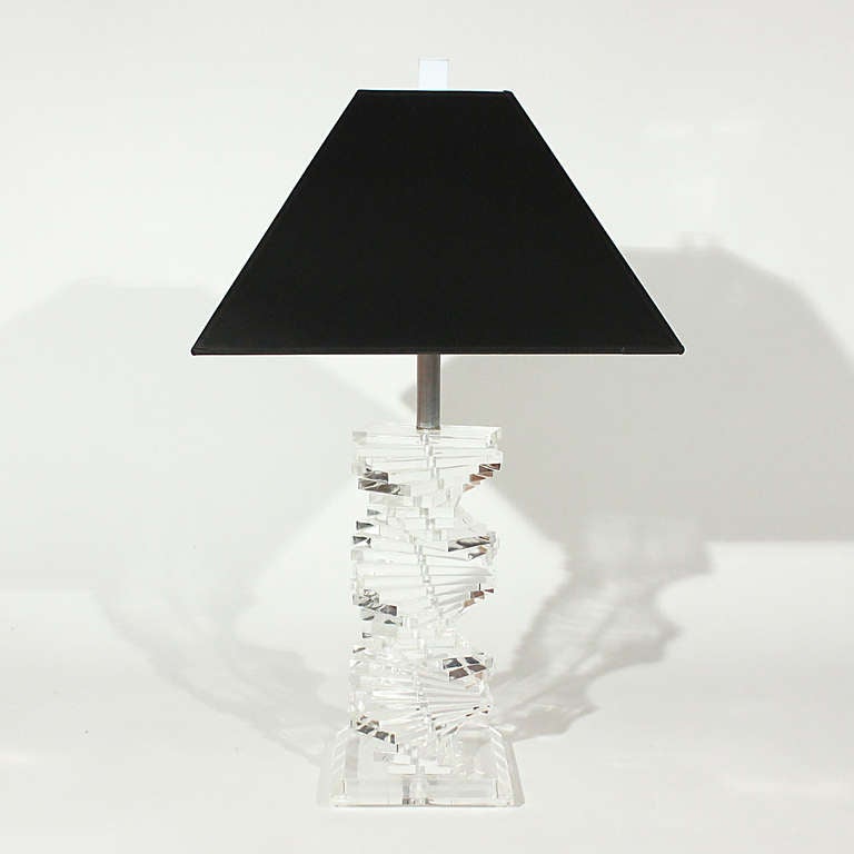 Sculptural Stacked Spiral Lucite Lamp
