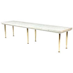 Long Marble and Brass Coffee Table