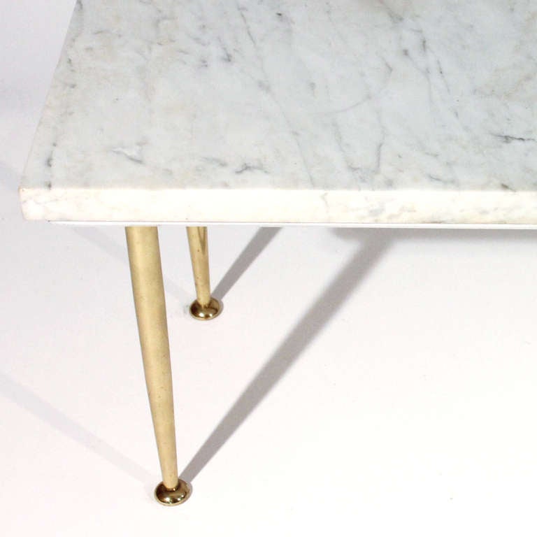 Long Marble and Brass Coffee Table For Sale 1