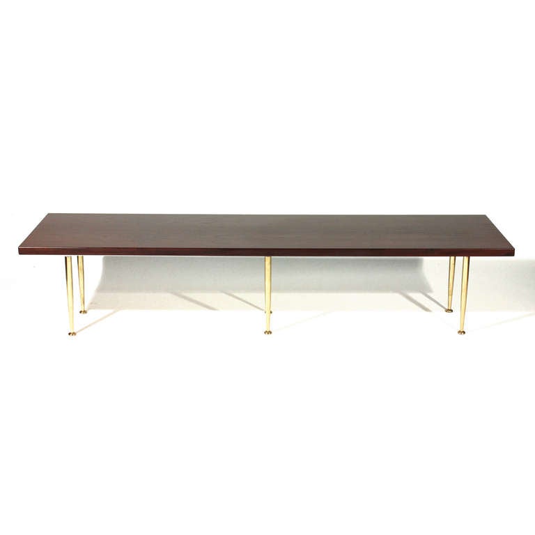 Long Marble and Brass Coffee Table For Sale 3