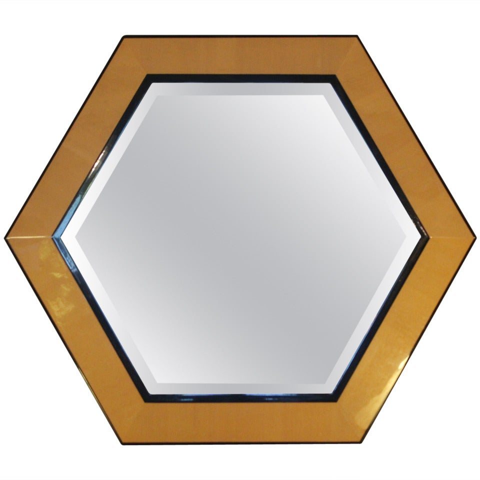 Striking Karl Springer Style Octagonal Mirror