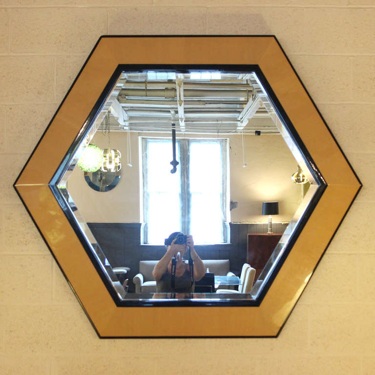 Immense Lacquered Octagonal Mirror in the style of Karl Springer. Excellent Condition.