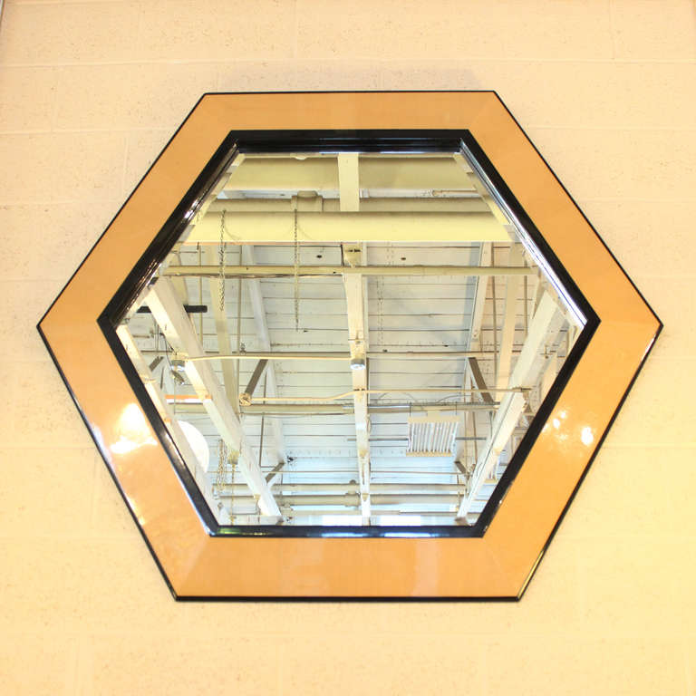 Striking Karl Springer Style Octagonal Mirror In Excellent Condition In Baltimore, MD