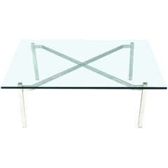 Steel "X" Form Coffee Table Attributed to Poul Kjaerholm