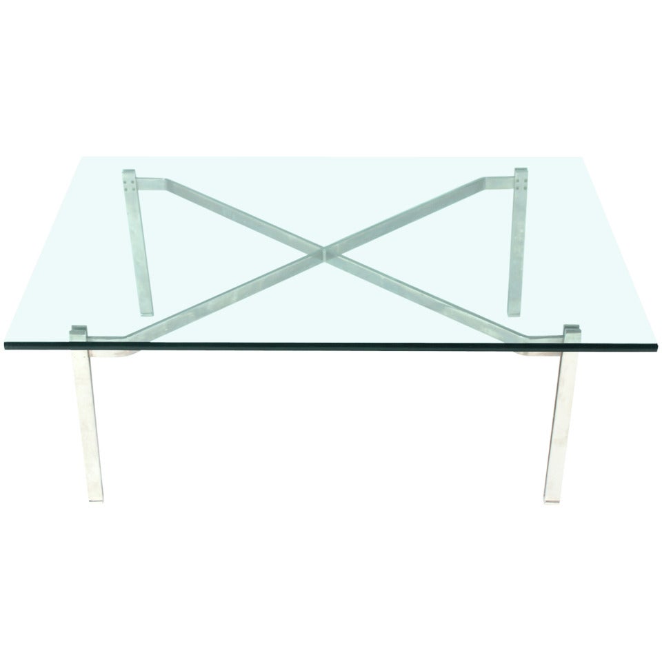 Steel "X" Form Coffee Table Attributed to Poul Kjaerholm For Sale